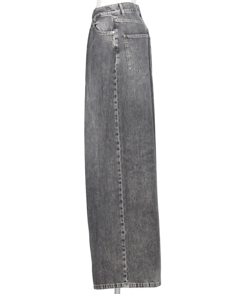 WASHED DENIM SUPER WIDE PANTS (LONG LENGTH)